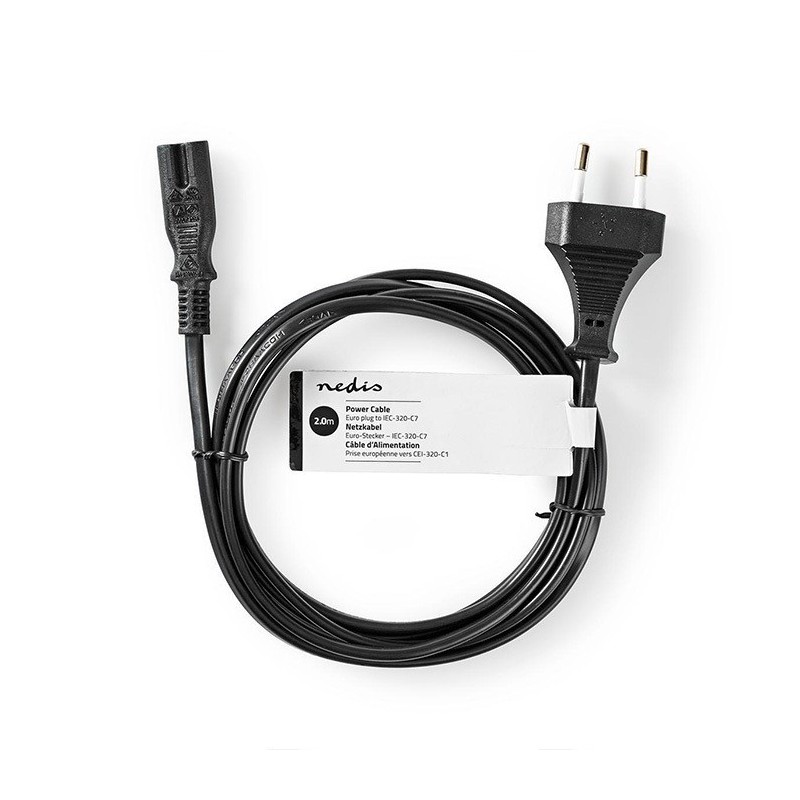 Διπολικό καλώδιο τροφοδοσίας Nedis IEC C7 2m Μαύρο (CEGT11040BK20)