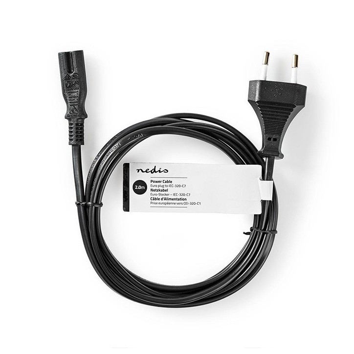 Διπολικό καλώδιο τροφοδοσίας Nedis IEC C7 2m Μαύρο (CEGT11040BK20)
