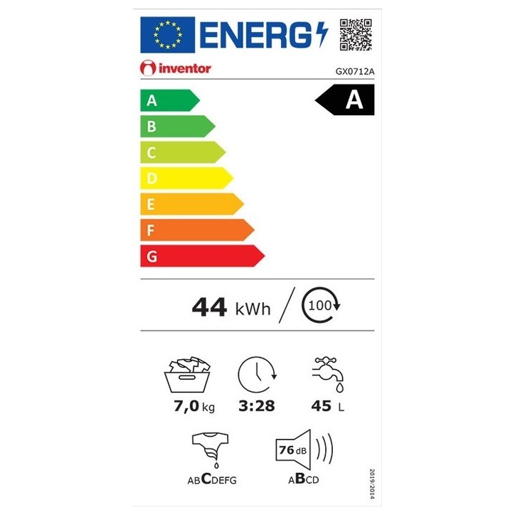 Πλυντήριο Ρούχων Inventor GX0712A 7 kg A