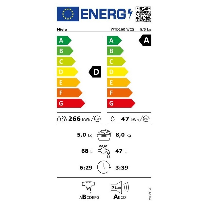 Πλυντήριο - Στεγνωτήριο Ρούχων Miele WTD160WCS EU1 LW 8 kg/5 kg D