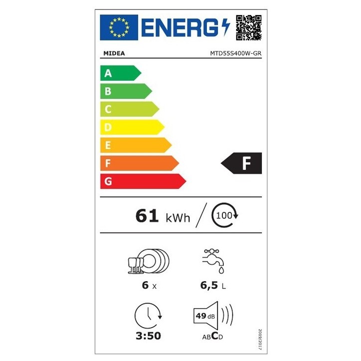 Πλυντήριο Πιάτων Midea MTD55S400W Λευκό 55 cm Πλυντήριο Πιάτων Midea MTD55S400W Λευκό 55 cm