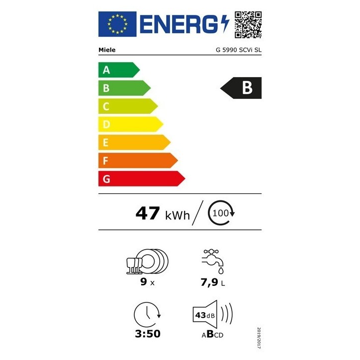 Πλυντήριο Πιάτων Miele G 5990 SCVi SL 45 cm B