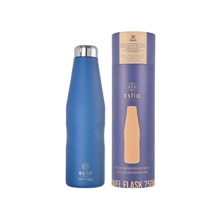 Θερμός Travel Flask Save the Aegean 750ml Denim Blue