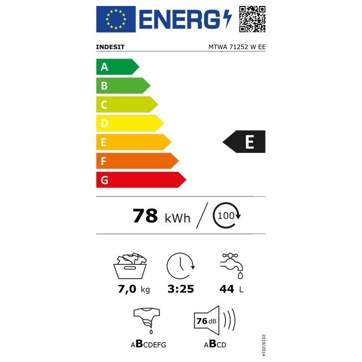 Πλυντήριο Ρούχων Indesit MTWA 71252 W EE 7 kg E